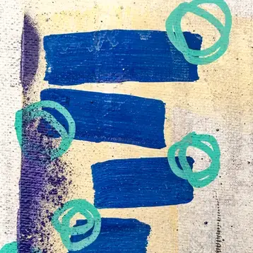 Détails de la peinture abstraite STNS06 de Rodolphe Héraud, motifs géométriques urbains – détail 2 (STNS06)